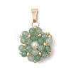 Natural Green Aventurine Faceted Round Cluster Flower Pendants PALLOY-MZ01197-04-1