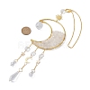 Wire Wrapped Natural Quartz Crystal Chip & Brass Moon Pendant Decorations HJEW-JM01504-04-2
