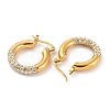 Ion Plating(IP) 304 Stainless Steel Hoop Earrings with Rhinestones for Women EJEW-A104-19G-2