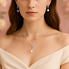 2 Colors Round Plastic Imitation Pearl & Crystal Rhinestone Dangle Stud Earrings & Pendant Necklace SJEW-HY0001-24-5
