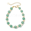 Natural Green Aventurine & Brass Beaded Bracelets for Women BJEW-JB12942-01-1