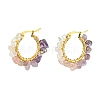 Natural Mixed Stone Chips Hoop Earrings EJEW-JE06022-02-1