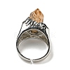 Hexagonal Prism Natural Picture Jasper Open Cuff Rings RJEW-B106-01P-08-4