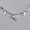 Brass Textured Heart Charm Anklets AJEW-B005-06P-2