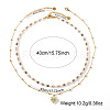 304 Stainless Steel Heart Pendant White Faux Pearl and Natural Amethyst Faceted Round Beaded Double Layer Necklaces for Women JN5423-1-4
