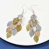 430 Stainless Steel Leaf Dangle Earrings EJEW-A137-06P-05-2