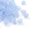 Chunky Cyan Transparent Frosted Tulip Flower Acrylic Bead Caps X-PL543-5-1