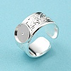 304 Stainless Steel Open Cuff Finger Ring Cabochon Settings STAS-T060-05S-4