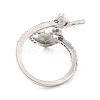 Clear Cubic Zirconia Heart Virgin Mary with Butterfly Open Cuff Ring RJEW-E064-05P-3