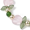 Heart Flower Dyed Natural TaiWan Jade & Acrylic Stretch Bracelet BJEW-JB09908-02-2