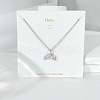 304 Stainless Steel Pave Pink and Clear Cubic Zirconia Pendant Necklaces FS-WGACF2A-09-1