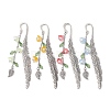 4Pcs 4 Colors Alloy Feather Bookmarks AJEW-TA00024-1