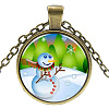 Christmas Theme Glass Pendant Necklaces NJEW-J056-B951-AB-1