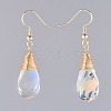 AB Color Half Electroplated Glass Dangle Earrings X-EJEW-JE03565-2