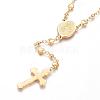 Crucifix Cross with Oval Rosary Bead Necklace NJEW-E070-33G-5