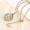 Summer Beach 304 Stainless Steel Light Sky Blue Enamel Pendant Necklaces for Women NJEW-U043-01B-G-3