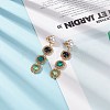 Glass Rectangle Beaded Long Dangle Stud Earrings with Imitation Pearl EJEW-TA00141-01-4