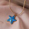 Vintage Ocean 304 Stainless Steel Enamel Starfish Pendant Necklaces for Women FT5866-2