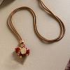 Brass Pave Cubic Zirconia and Enamel Horse Pendant Adjustable Cotton Cord Necklaces for Women WG24AFA-03-1