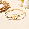201 Stainless Steel Flat Round Link Bangles for Women BJEW-R014-01G-03-2