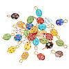 30Pcs Millefiori Glass Pendants PALLOY-AR00045-1