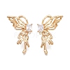 Brass Pave Clear Cubic Zirconia Butterfly Stud Earring Findings KK-N232-450G-1