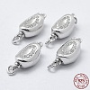 Anti-Tarnish Rhodium Plated 925 Sterling Silver Cubic Zirconia Box Clasps STER-F037-062P-4