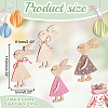 Globleland 4 Sets 2 Style Wood Easter Bunny Pendant Decoration HJEW-GL0001-02-2