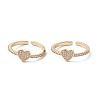 Heart Clear Cubic Zirconia Cuff Ring RJEW-M146-13G-4