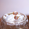 Brass Natural Freshwater Pearl Oval Beaded Cuff Rings WG91F01-02-1