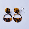 Flat Round Cellulose Acetate(Resin) Dangle Stud Earrings X-EJEW-JE03096-04-3