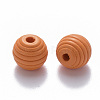 Painted Natural Wood Beehive Beads WOOD-Q040-019B-A06-2