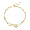 Brass Micro Pave Clear Cubic Zirconia Key Link 2-Strand Bracelets KK-CBA6980-20G-4
