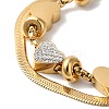 Stainless Steel Crystal Rhinestone Heart Multi-strand Bracelets for Women BJEW-G719-09G-2