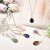  6Pcs 6 Styles Natural Gemstone Copper Wire Wrapped Pendants G-NB0003-75-5