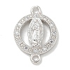 Rack Plating Brass Micro Pave Clear Cubic Zirconia Religion Virgin Mary Connector Charms X-KK-L224-094P-02-1