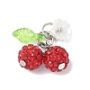 Handmade Polymer Clay Rhinestone Cherry Pendants PALLOY-JF03868-03-1