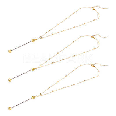 4Pcs Brass Round Ball Cable Chain Necklace Making NJEW-TAC0019-1
