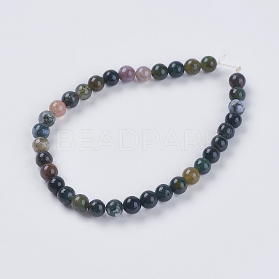 Natural Indian Agate Beads Strands X-G-G515-6mm-05-1