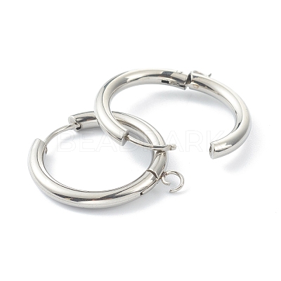 Tarnish Resistant 201 Stainless Steel Huggie Hoop Earring Findings STAS-P283-01K-P-1