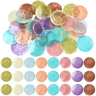 48Pcs 8 Colors Natural Capiz Shell Connector Charms BSHE-SC0001-31-1