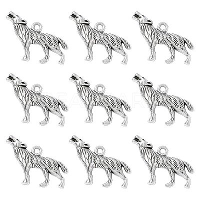 Tibetan Style Alloy Howling Wolf Pendants LF1753Y-NF-1