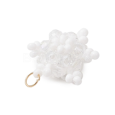 Glass Seed Beaded Snowflake Pendants PALLOY-MZ00815-01-1