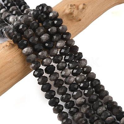 Natural Silver Sheen Obsidian Bead Strands G-D344-A10-1