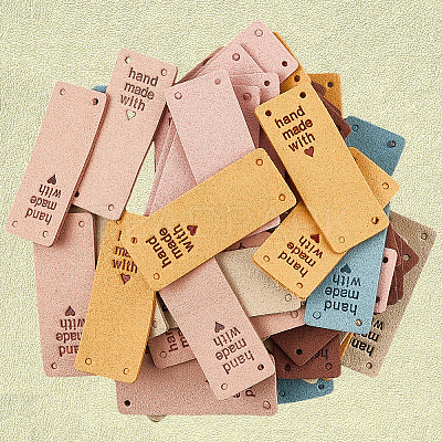 60Pcs 6 Colors Microfiber Leather Labels DIY-CL0002-10-1