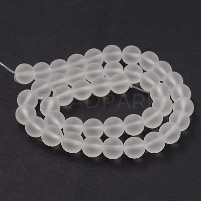 Frosted Glass Round Bead Strands GLAA-J064-8mm-01-1