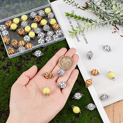 48Pcs 4 Styles Acrylic Ball Connector Charms FIND-GA0002-63-1