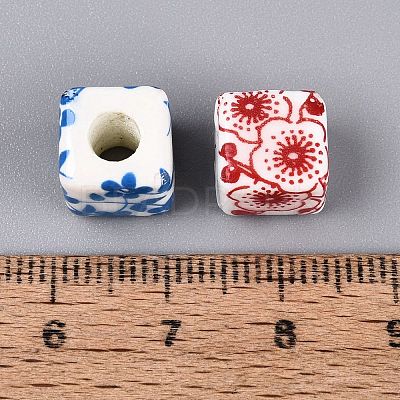 Printed Handmade Porcelain European Beads PORC-Q007-11-1