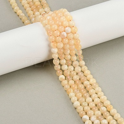 Natural Yellow Calcite Beads Strands G-C251-A01-6mm-1