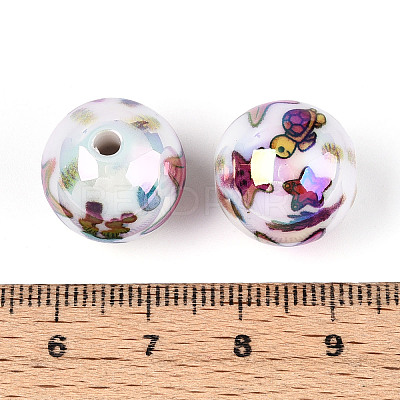 Ocean Theme Printed Opaque Acrylic Beads MACR-T048-07C-1
